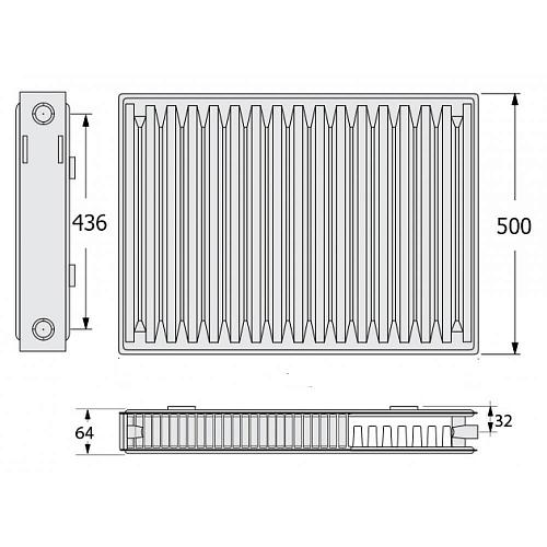 Kermi FKO 12 500x2300 панельный радиатор с боковым подключением