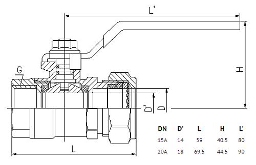 Lavita PxFL(C) 15x1/2 Кран шаровой с внутренней резьбой, никелированный