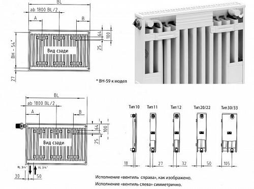 Kermi FTV 22 500x3000 панельный радиатор с нижним подключением