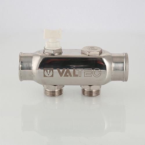 Valtec 1", 10 х 3/4" Коллектор 10 вых. из нержавеющей стали с межосевым расстоянием выходов 50 мм (евроконус)