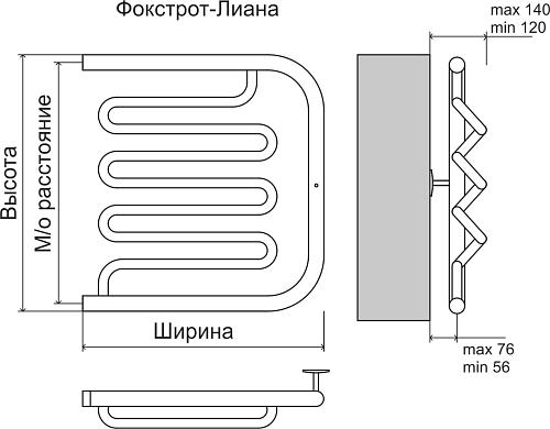 Terminus Фокстрот Лиана 1" 500х600 Водяной полотенцесушитель 