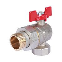 ROMMER Шаровой кран угловой с американкой 1/2" ВР/НР, ручка бабочка