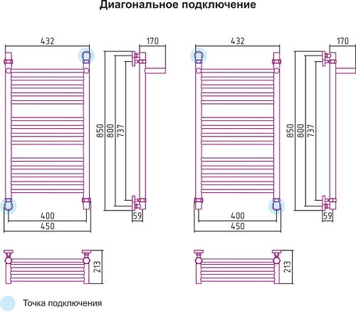 Сунержа Богема с полкой 800x400 Водяной полотенцесушитель 