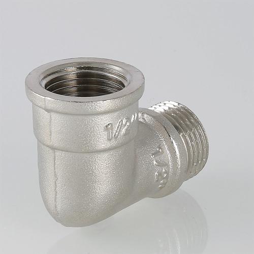 Valtec 1/4" Угольник латунный никелированный с переходом на наружную резьбу