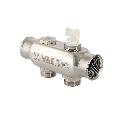 Valtec 1", 10 х 3/4" Коллектор 10 вых. из нержавеющей стали с межосевым расстоянием выходов 50 мм (евроконус)