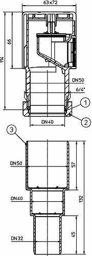 HL 903 Канализационный вакуумный клапан DN32/40/50