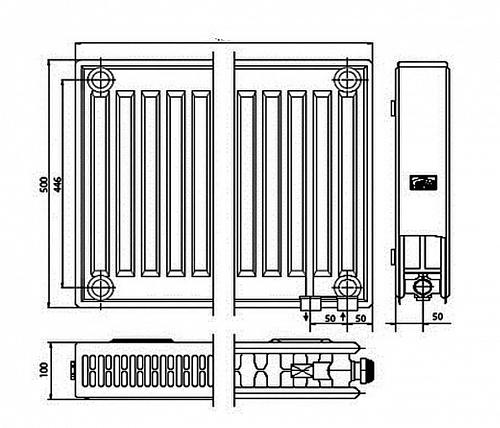 Kermi FTV 22 500x900 панельный радиатор с нижним подключением