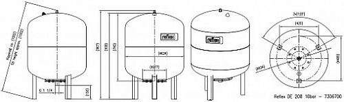 Reflex DE 200 PN10 гидроаккумулятор для систем водоснабжения