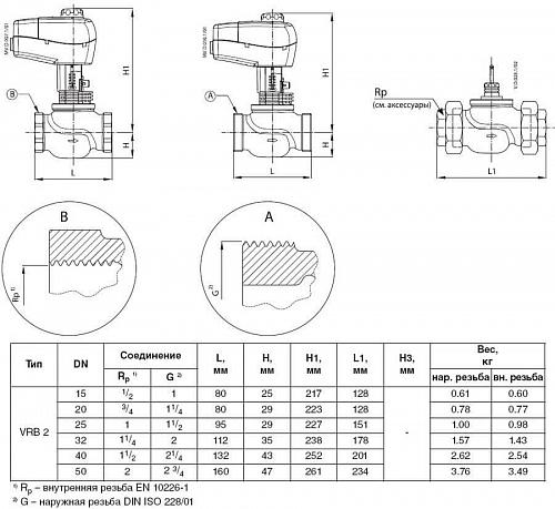 Danfoss VRB 2 DN15 (065Z0173) Клапан регулирующий с наружной резьбой Kvs-1,6 м3/ч