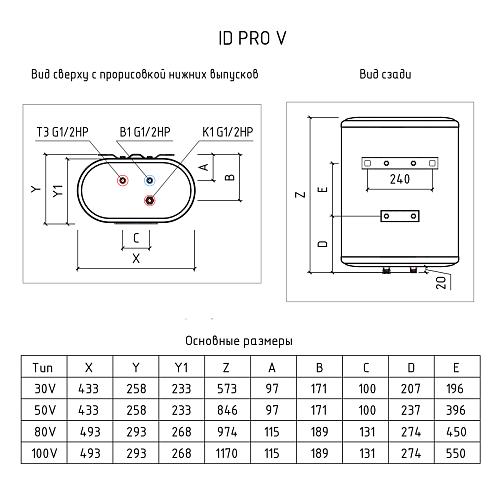 Thermex ID 30 V (pro) Wi-Fi Эл. накопительный водонагреватель