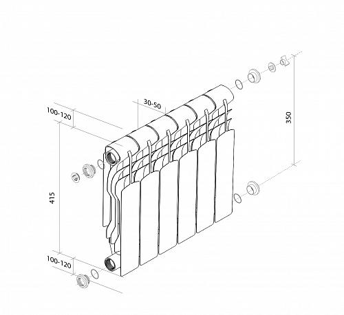 Royal Thermo Revolution Bimetall 350/ 8 секции БиМеталлический радиатор