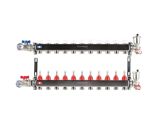 ROMMER Коллектор из нержавеющей стали в сборе с расходомерами 11 вых.