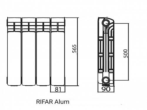 Rifar Alum 500 12 секции алюминиевый секционный радиатор