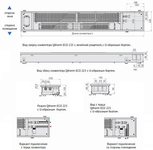 Varmann Qtherm ECO 225-90-1200 Внутрипольный конвектор с принудительной конвекцией