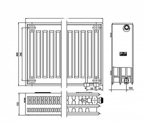 Kermi FTV 33 400х1400 панельный радиатор с нижним подключением