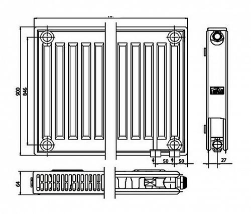 Kermi FTV 12 900x700 панельный радиатор с нижним подключением