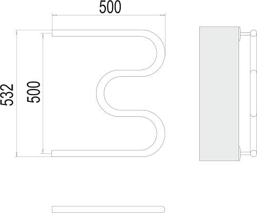 Terminus М-образный 1" БШ 500х500 Водяной полотенцесушитель 