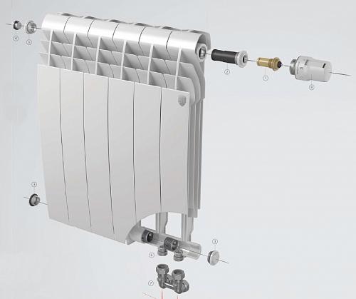 Royal Thermo Biliner 500 V Bianco Traffico /8 секции Биметаллический радиатор с нижним правым подключением