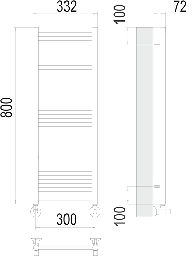 Terminus Аврора П16 300х800 Водяной полотенцесушитель 