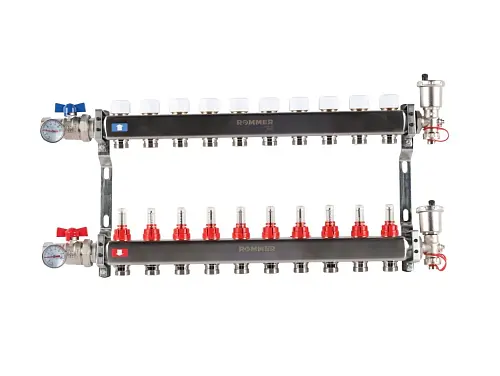 ROMMER Коллектор из нержавеющей стали в сборе с расходомерами 10 вых.