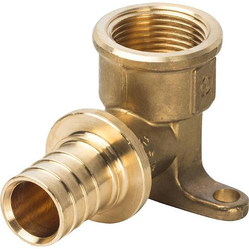 STOUT Угольник 25xRp 3/4" настенный с креплением для труб из сшитого полиэтилена аксиальный